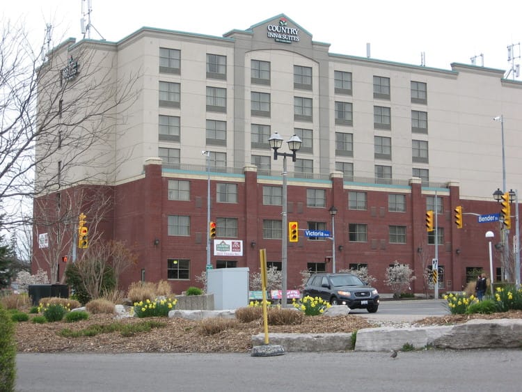 Country Inn & Suites on Victoria Avenue at Bender Street, next door to Aria Venue